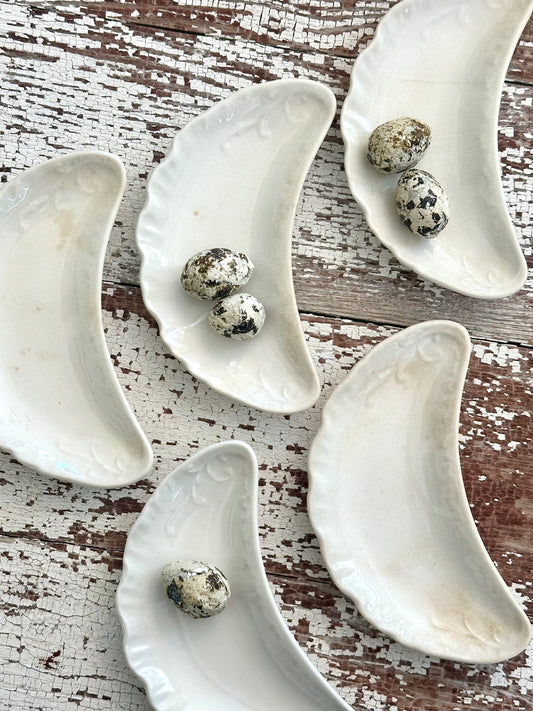 Set of 5 Bone Dishes or Moon Shaped Plates