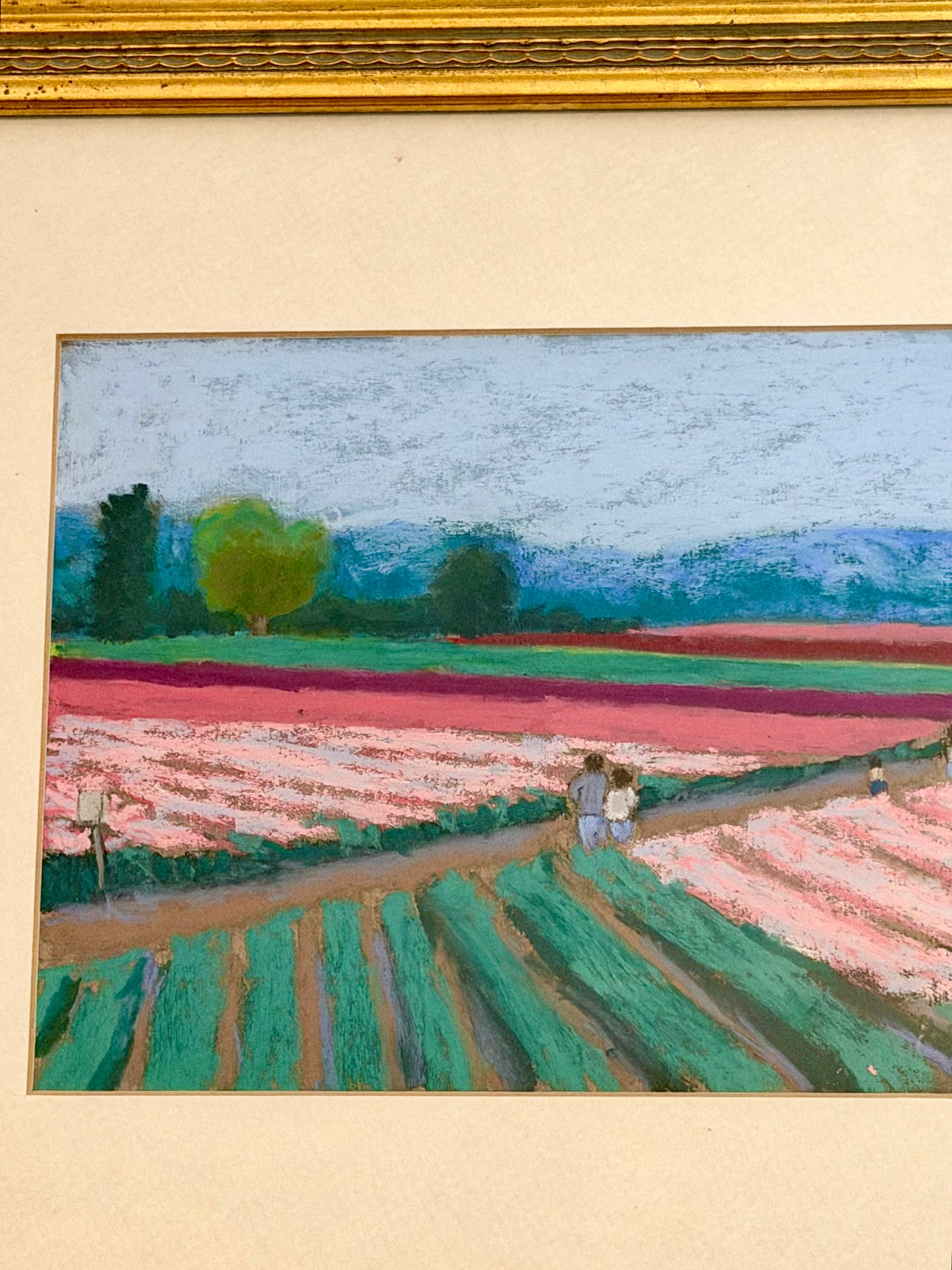 Original Pastel Painting in Gold Frame